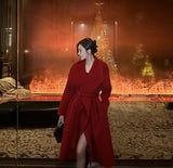 2025 All-wool solid color large lapel lace-up shoulder sleeves extended double-sided cashmere coat woolen jacket to keep warm in autumn and winter