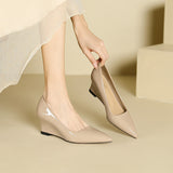 2025 5162-1 slope heel single shoes women's spring 2025 new shallow mouth pointed high heels fashion commuter work shoes