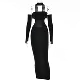 2025 autumn and winter New women's clothing fashionable and sexy low-cut A-shaped skirt,  style Spice Girls halter neck dress women