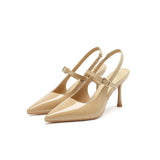 2025 811-9  temperament empty high heels sandals women's summer 2025 new shallow mouth pointed thin heels high heels women