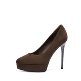 2025 136-2 Cross-border waterproof table super high heels women's suede round head stiletto high heels Ultra high heels