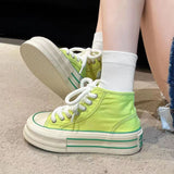 Popular Dopamine High-Top Canvas Shoes Women's Platform Casual White Shoes  Autumn Minority All-Match Chic Board Shoes