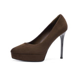 2025 136-2 Cross-border waterproof table super high heels women's suede round head stiletto high heels Ultra high heels