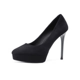 2025 136-2 Cross-border waterproof table super high heels women's suede round head stiletto high heels Ultra high heels