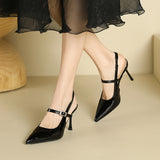 2025 811-9  temperament empty high heels sandals women's summer 2025 new shallow mouth pointed thin heels high heels women
