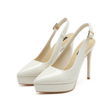 2025 1233C Baotou back empty sandals women's summer pointed head thin heel high heels sexy waterproof table super high heel single shoes women