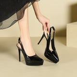 2025 1233C Baotou back empty sandals women's summer pointed head thin heel high heels sexy waterproof table super high heel single shoes women