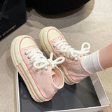 Popular Dopamine High-Top Canvas Shoes Women's Platform Casual White Shoes  Autumn Minority All-Match Chic Board Shoes