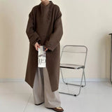 2025 Cashmere wool stand-up collar single-breasted multi-buckle shoulder sleeves extended double-sided woolen cashmere coat women's autumn and winter