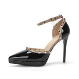 2025 1088-23A one-word rivet high heel single shoes pointed thin heel waterproof table sandals women's hollow bag head high heels