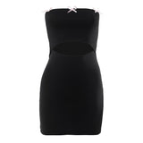 Q23ds346 Pure Desire Style Sexy Hot Girl Bow Decoration Hollow-out Tube Top Dress Female 2024 Summer New