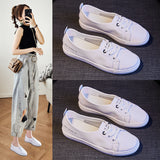 New Leather White Shoes Women's Spring and Autumn Ins Versatile Single-Layer Shoes Pregnant Women Flat plus Size Canvas Shoes