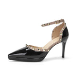 2025 1088-23A one-word rivet high heel single shoes pointed thin heel waterproof table sandals women's hollow bag head high heels