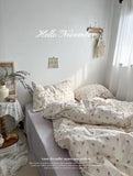 elvesmall Purple Vintage Floral Bedding Set