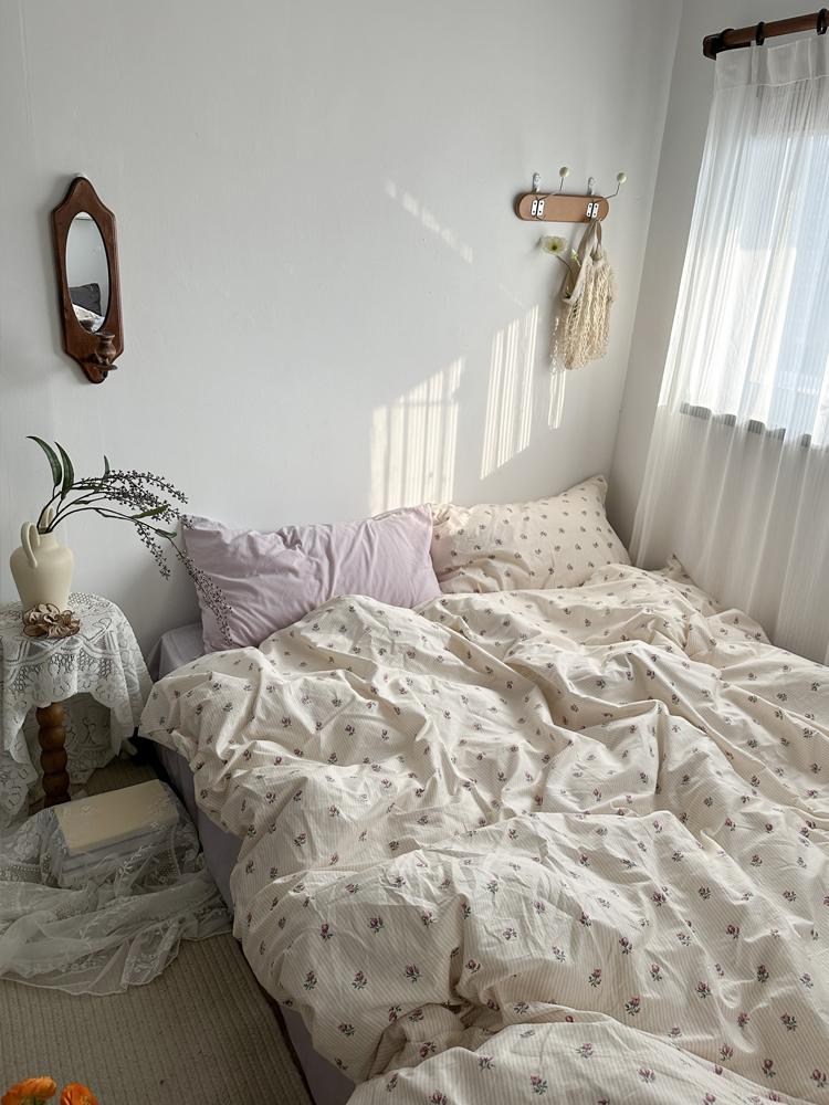 elvesmall Purple Vintage Floral Bedding Set