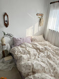 elvesmall Purple Vintage Floral Bedding Set