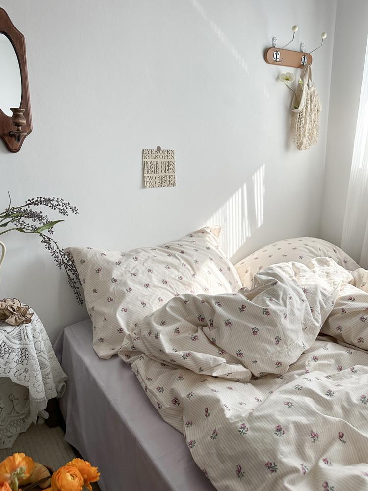 elvesmall Purple Vintage Floral Bedding Set