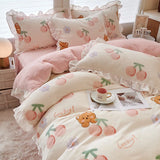 elvesmall Small fresh milk velvet four piece set double faced velvet thickened warm small lace flannel bedding set