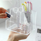 elvesmall Transparent Acrylic Desktop Stationery Storage Box Large Capacity Debris Division Storage Box Desk Storage Shelf Organizer Box