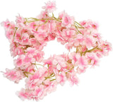 elvesmall 1.8M Silk Sakura Cherry Blossom Vine Lvy Wedding Arch Decoration Layout Home Party Rattan Wall Hanging Garland Wreath Slingers