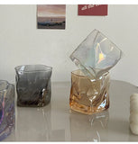 elvesmall  -  Twisted Glass Transparent Shot Glass Cup Decor Cocktail Beer Wine Milk Tea Glass Reusable Kitchen Drinking Glasses tumbler