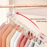 elvesmall Rotating Folding Clothes Hanger Closet Organizer Multi-port Clothing Drying Rack Foldable Plastic Scarf 11-hole Storage Hangers