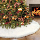elvesmall  1pcs White Christmas Tree Skirt 78/90/122cm Plush Faux Fur Xmas Tree Carpet Decoration Ornament New Year Navidad Home Deco