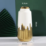 elvesmall  Decorative Home hydroponic flower arrangement electric gold-plated green ceramic vase Modern decorative vase light luxury ins