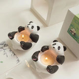 elvesmall  Cartoon Lovely Giant Panda Scented Magnetic Strip Candlestick Tea Wax Candlestick Decoration Candle Valentine's Day Gift