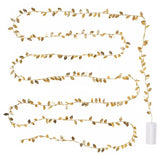 elvesmall 2M 20LED Golden Leaves String Fairy Lights For Wedding Birthday Party Decoration Home Garden Artificial Plant Garland Vine Light