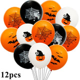 elvesmall 12pcs Halloween Ghost Balloons Spider Witch Bat Pumpkin Skeleton Horror Happy Halloween Party Decoration Carnival Party Supply