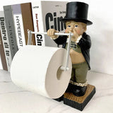 elvesmall  Creative Spoof Paper Holder Statue Cute Funny Decorative Sculpture Resin Figure Butler Shape Tissue Stand Rack Toilet Decoration