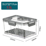 elvesmall  Vacuum Food Storage Container Transparent Fridge Organizer with Drain Net Large Capacity Food Dispenser for Kitchen Storage Box
