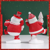 elvesmall Christmas Tree Santa Claus Snowman Set Decoration Resin Crafts House Holiday Gift Home Decor New Year
