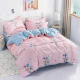 elvesmall Pink Spring Flowers Duvet Cover 100% Cotton Bedding Set Floral Quilt Cover with Zipper Closure 3pcs Wildflower Comforter Cover