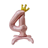 elvesmall  32 Inch Silver Crown Standing Number Aluminum Film Balloon Baby Birthday Party Photo Decoration Props