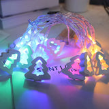 elvesmall Christmas Wood House LED Light Xmas Tree Decorative Light String Wall Hanging Decoration Christmas Atmosphere Decor
