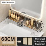 elvesmall  Around Faucet Holder Shower Shampoo Soap Cosmetic Holder Bathroom Storage Rack Organizer Over the Basin Shelf Mirror Front Rack