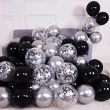 elvesmall 30pcs Silver Black Confetti Latex Balloons Happy Birthday Party Decorations Adult Kids Boy Girl Baby Shower Wedding Supplies