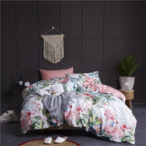 elvesmall 29Color 4/6Pcs Luxury Egyptian Cotton Bedding Set Queen King size Bright Flamingo Leaf Duvet Cover Bed sheet set Fitted sheet