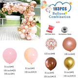 elvesmall Dusty Rose Pink Balloon Arch Wedding Engagement Decoration Neutral Boho Nude Ballon Garland Kit Baby Shower Birthday Party Decor