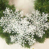 elvesmall 30/60/90pcs Christmas White Snowflake Ornament Navidad Home Hanging Pendant Christmas Tree Decoration Winter Xmas Party Supplies