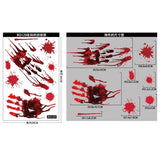 elvesmall 1Set Halloween Decora Stickers Bloody Handprint Window Door Wall Clings Poster Bloody Window Stickers Halloween Party Supplies