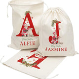elvesmall personalised custom Name Initial stocking santa sack kid friend family merry Christmas Eve holiday present Toy gift bag Xmas box
