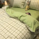 elvesmall Simple Love Heart Bedding Set Girls Floral Duvet Cover Flat Sheet Pillowcase No Filling Soft Polyester Queen Bed Linens