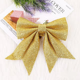 elvesmall 1/2PC Christmas Bows Hanging Decorations Gold Silver Bowknot for Christmas Tree Glitter Ornaments Pendant Xmas Gift Decoration