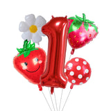 elvesmall 5Pcs Berry First Birthday Party Balloons Set 32 Inch Red Number Balloon for Sweet One Strawberry Birthday Party Decorations