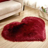 elvesmall Heart Shaped Faux Fur Rug Bedroom Fluffy Shaggy Area Rugs Sheepskin Fuzzy Rug Carpets Throw Shag Rug Sofa Decor Floor Mat Plush