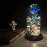 elvesmall  LED Enchanted Galaxy Rose Eternal 24K Gold Foil Flower With Fairy String Lights In Dome For Christmas Valentine's Day Gift