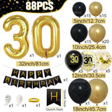 elvesmall Black Gold Balloon Garland Arch Kit Confetti Latex Balloon Happy 18 30 40 50 Year Old Birthday Party Decor Adults Anniversary